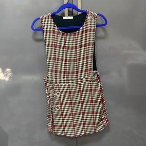 MNG Casual by Mango Red Beige Black Checkered Dress Romper US size S
